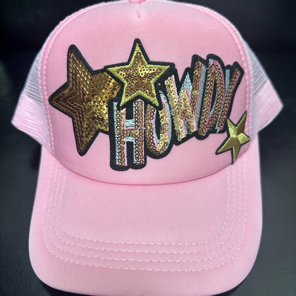 Pink Sequin Howdy Trucker Hat